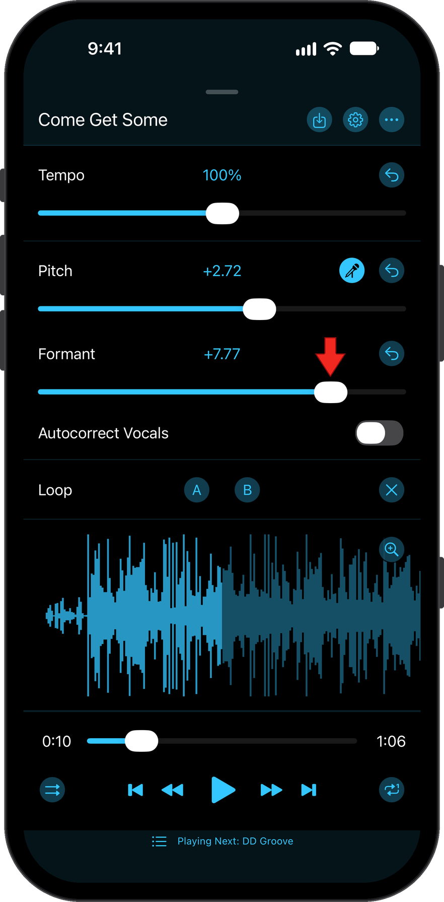 No pitch change on formant shift