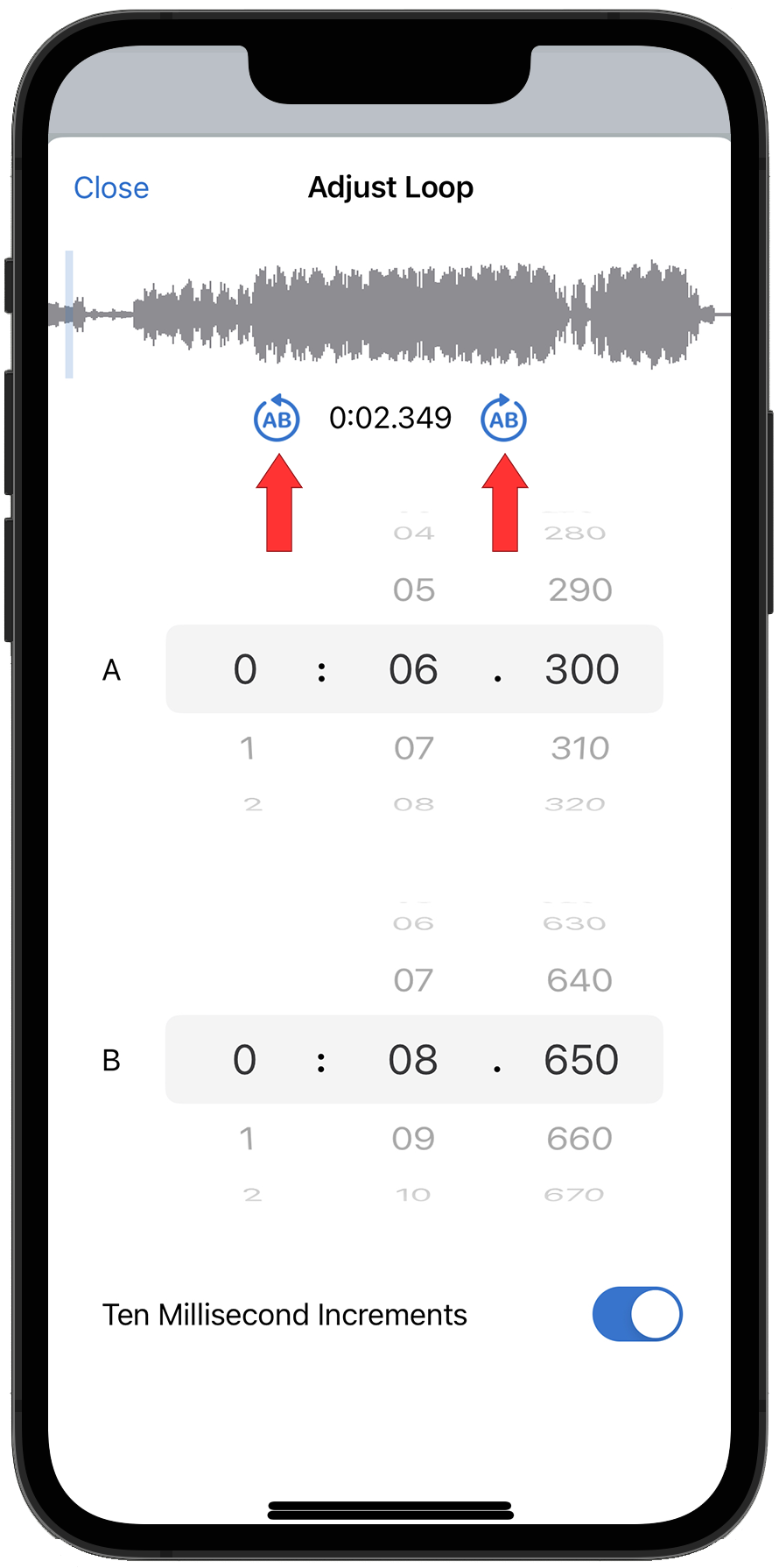 Location of the AB arrow buttons