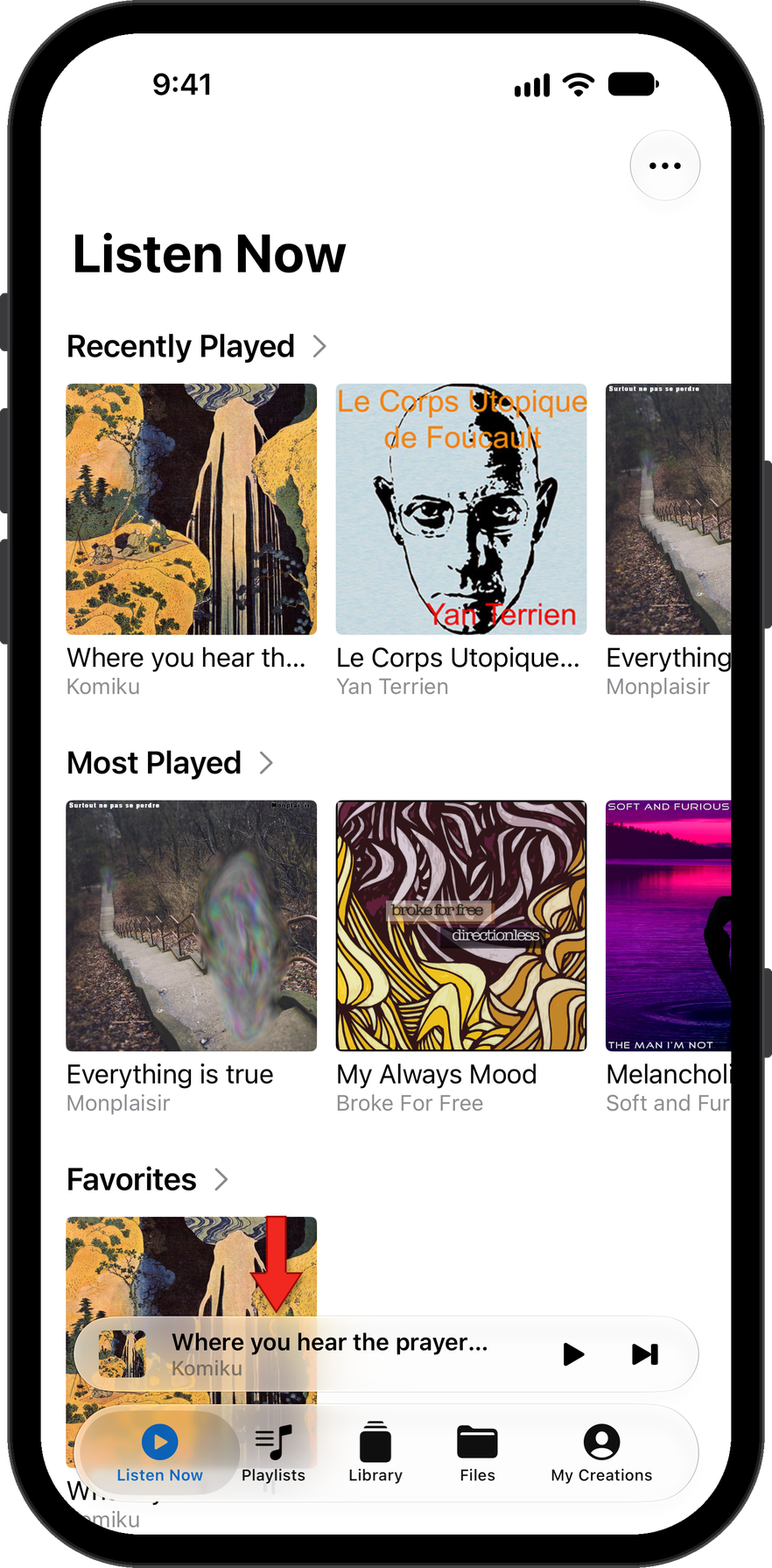 image of the bottom mini player