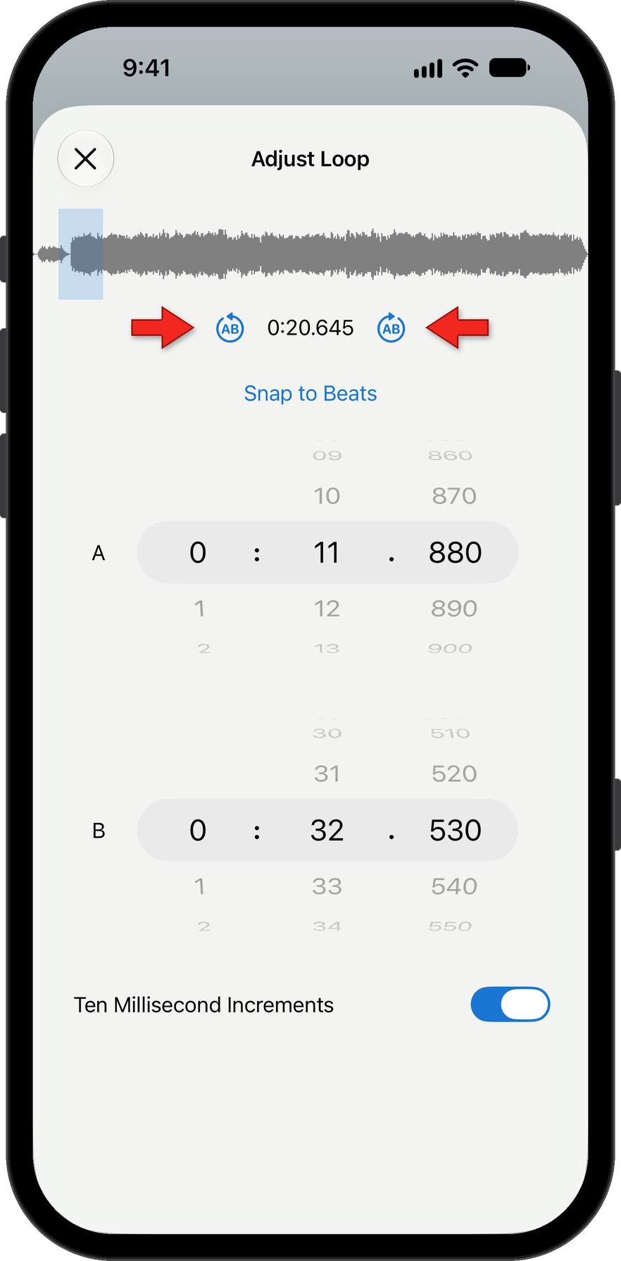 Location of the AB arrow buttons