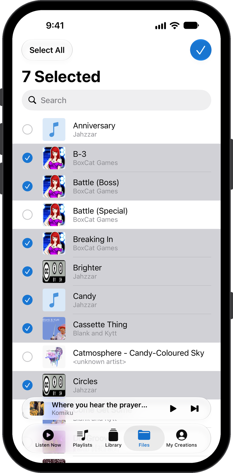 Select tracks and add to playlist