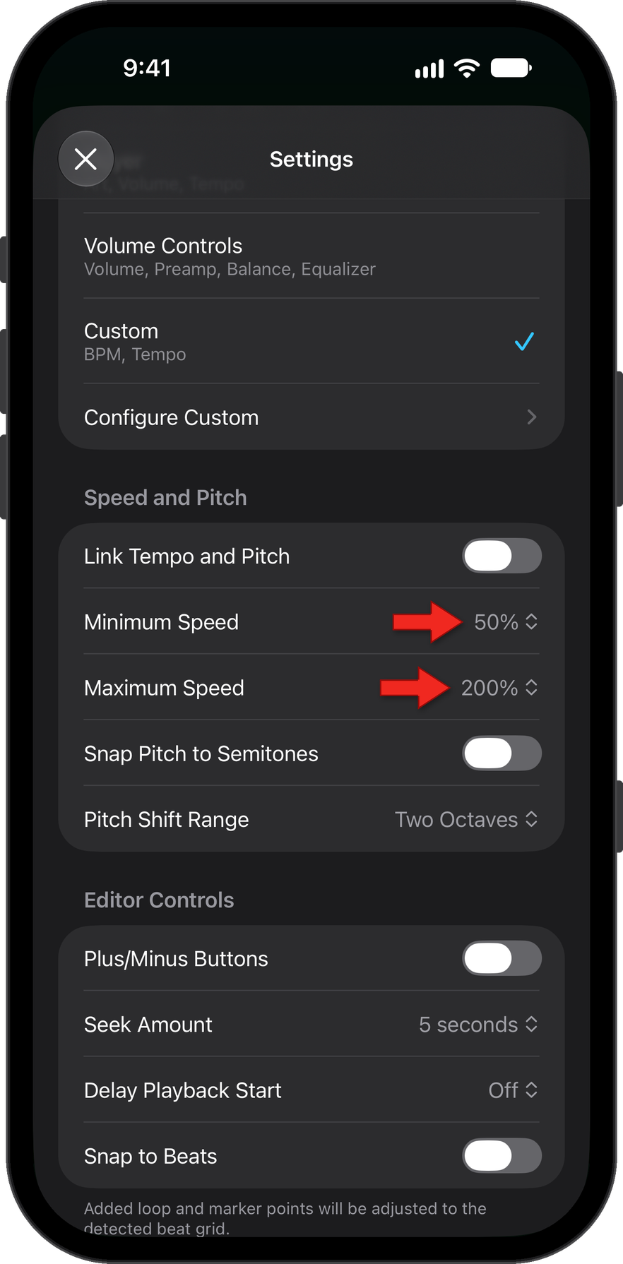 Narrow Tempo range