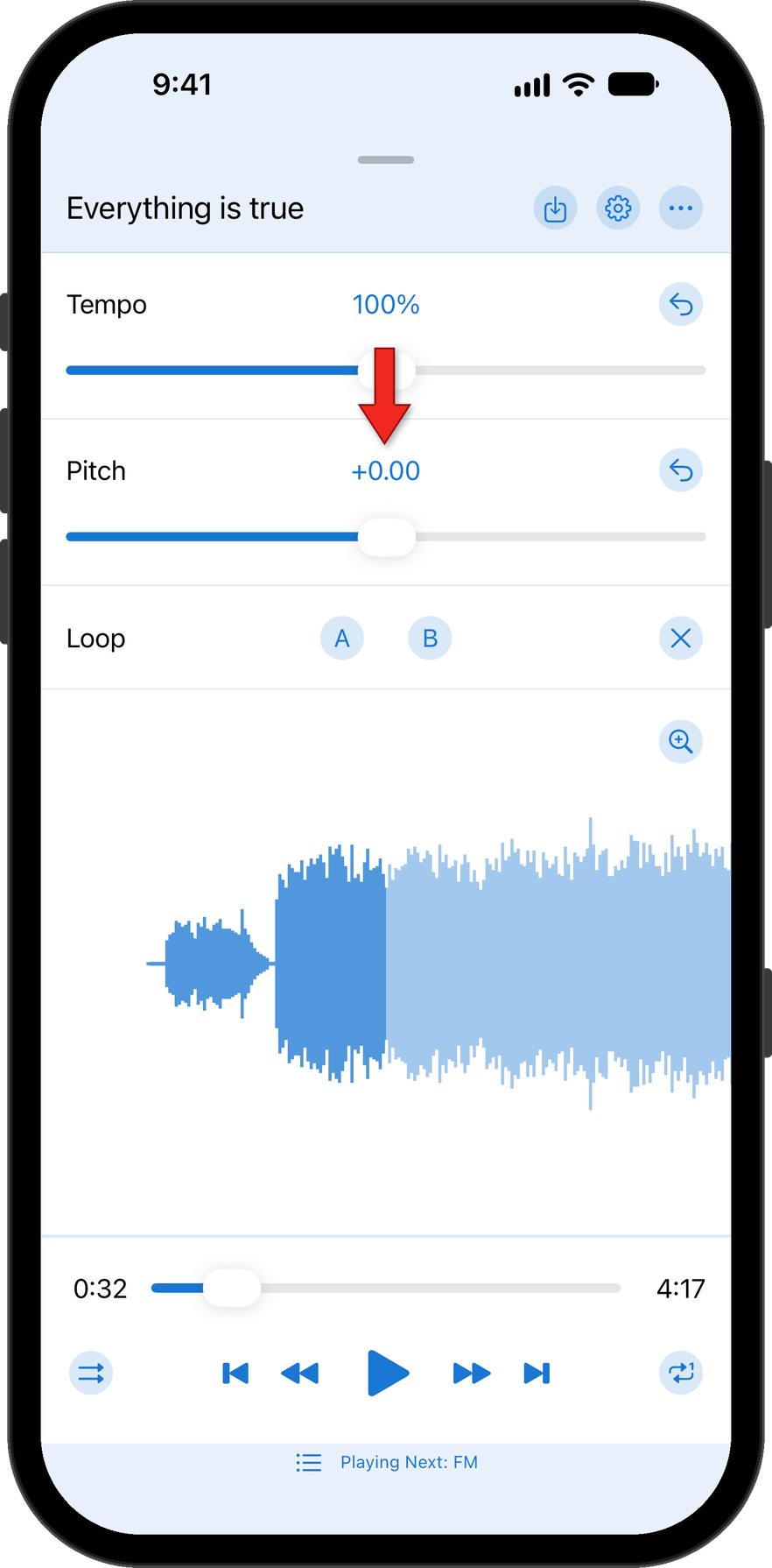 Tap the current pitch value