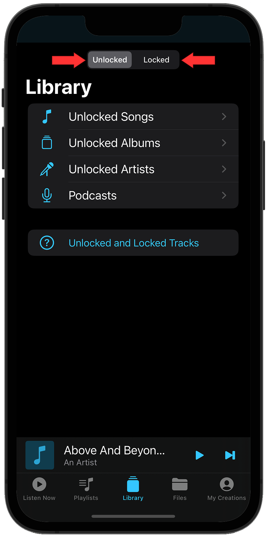 Unlocked / Locked sections