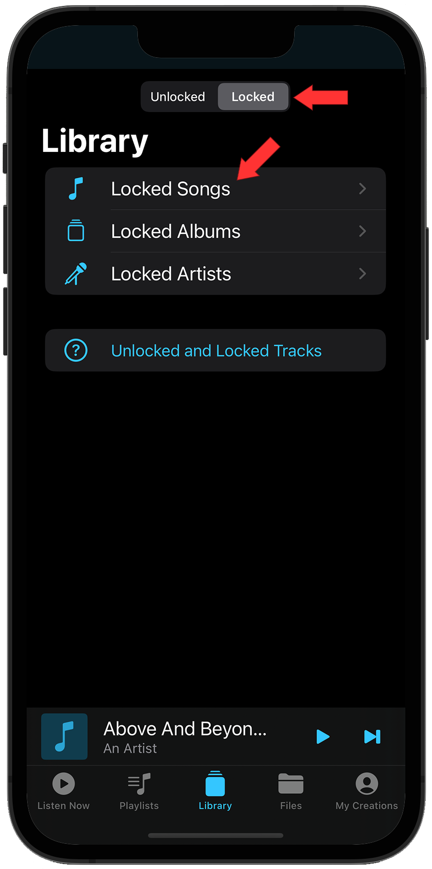 Locked tracks section