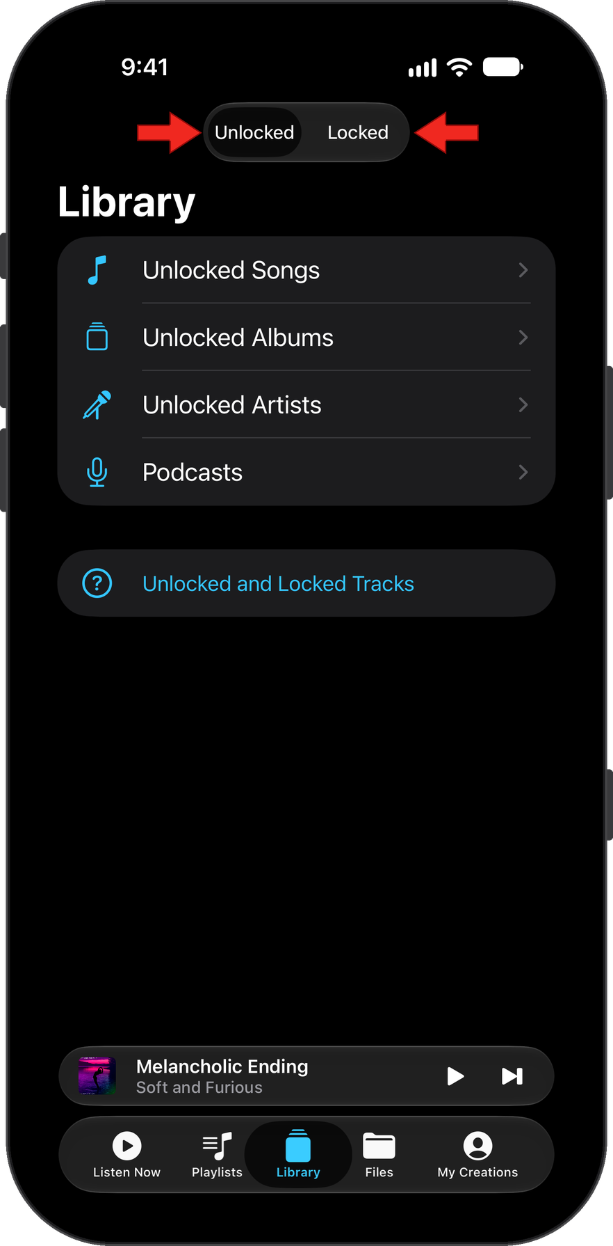 Unlocked / Locked sections