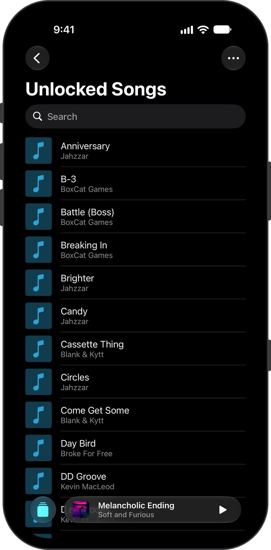 Unlocked tracks list