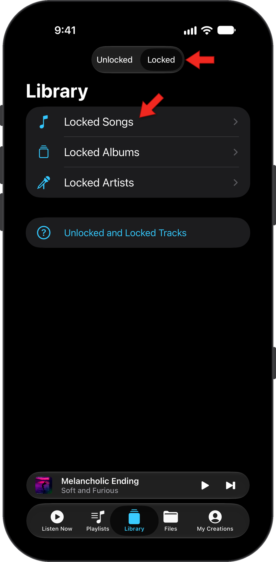 Locked tracks section