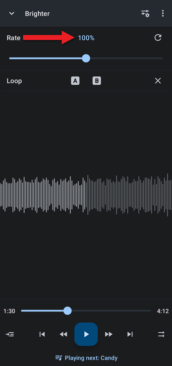 Editor with tempo and pitch joined into a single Rate slider