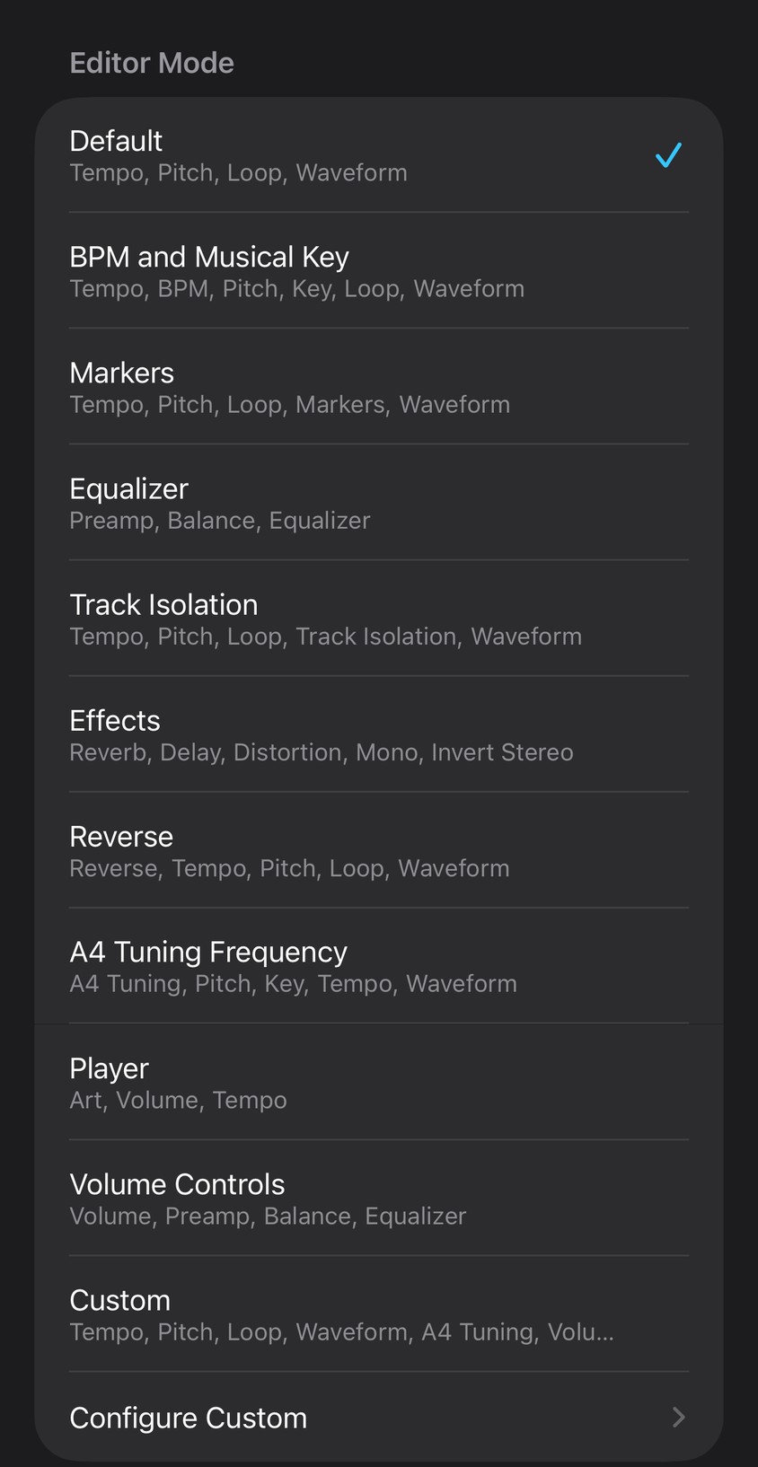 Editor Modes