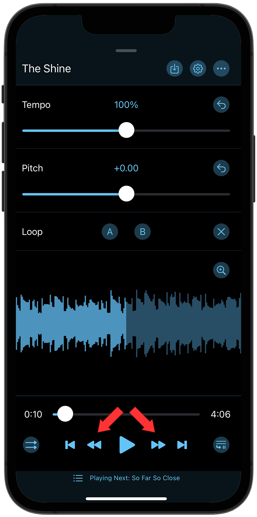 Location of seek buttons