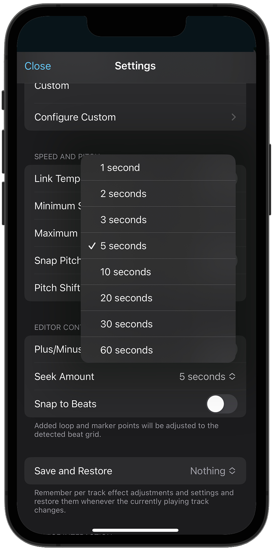 Seek Amounts