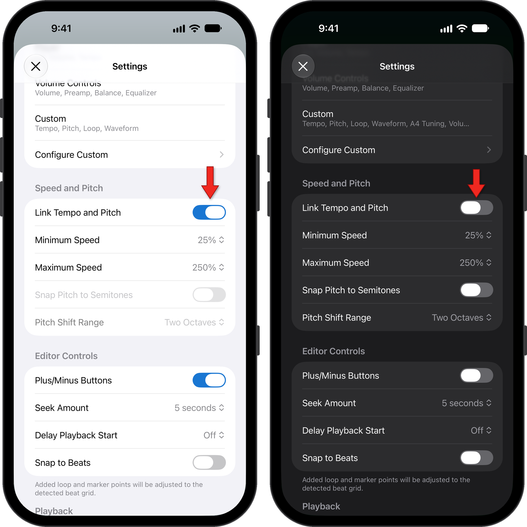 Location of Link button