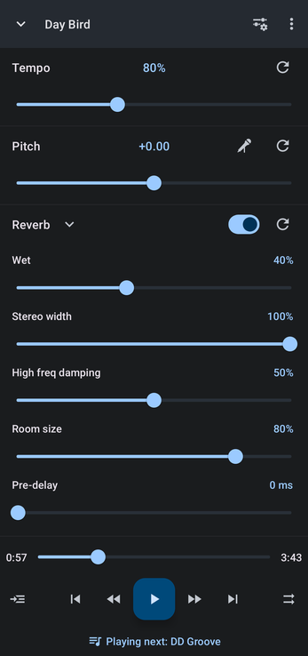 Custom layout with tempo, pitch and reverb