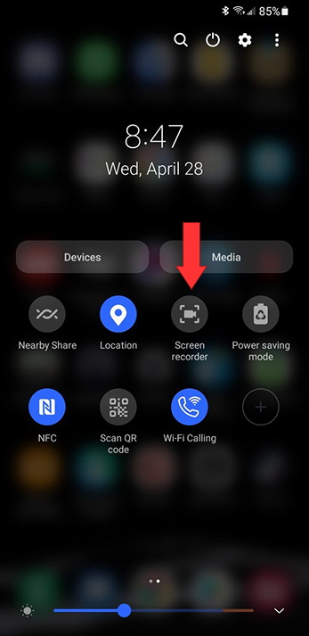 Quick Settings with the Screen recorder tile
