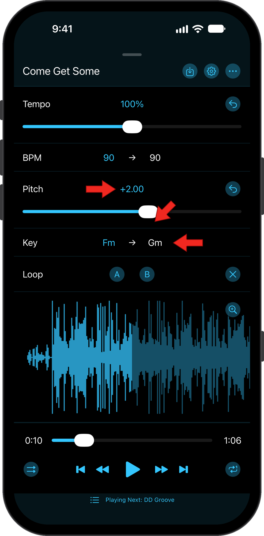 Adjust Musical Key with the Pitch Component