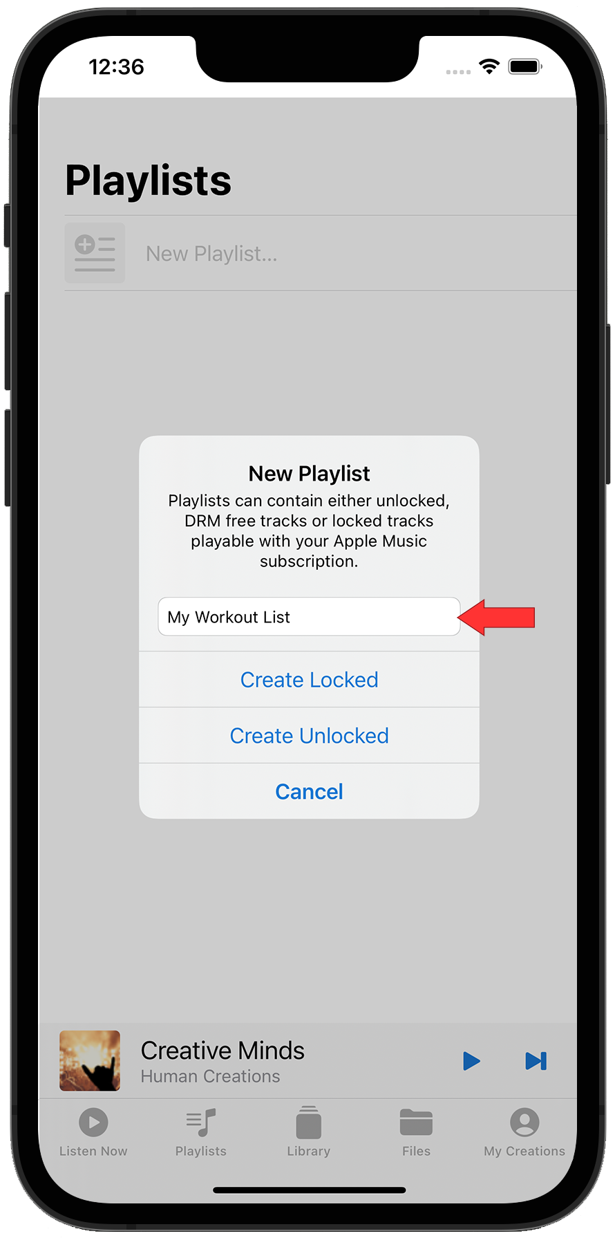 new playlist dialog
