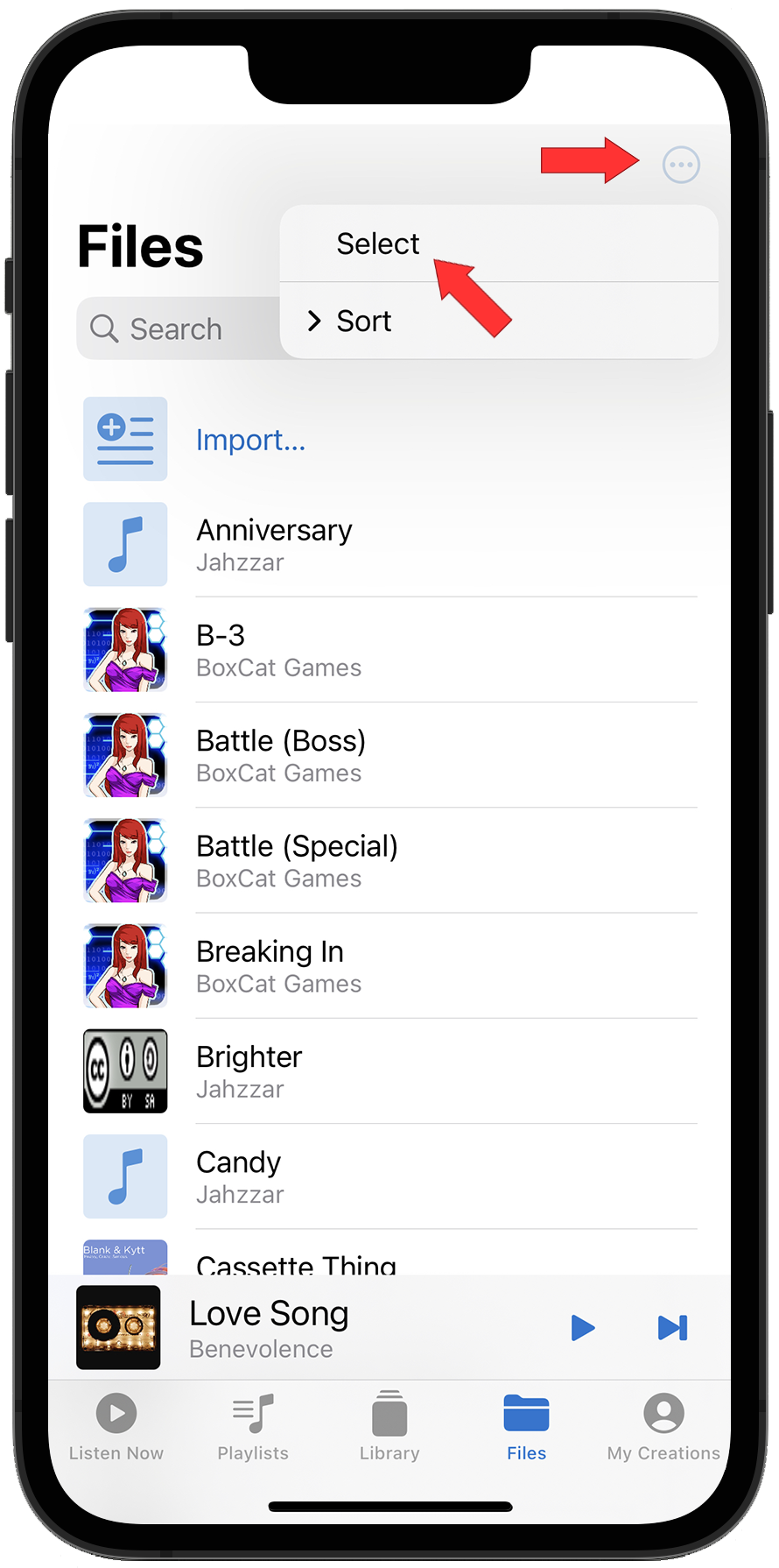 Multiple select in Files