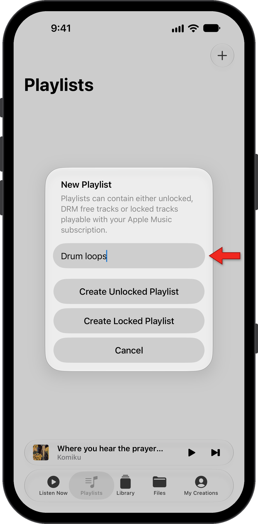 new playlist dialog
