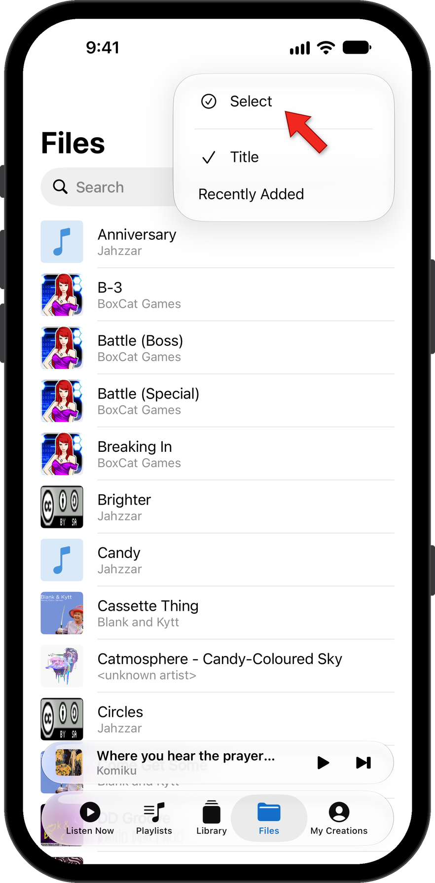 Multiple select in Files