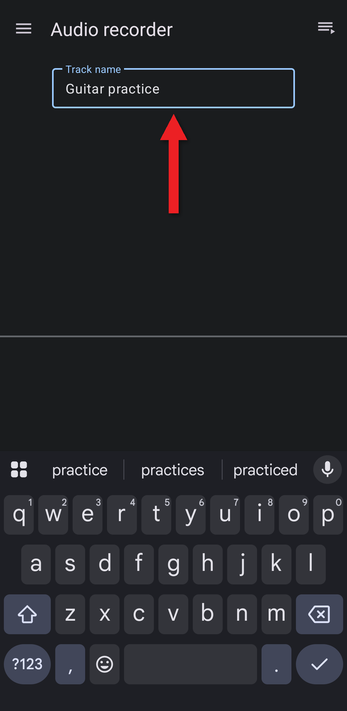 Track name field with a name typed