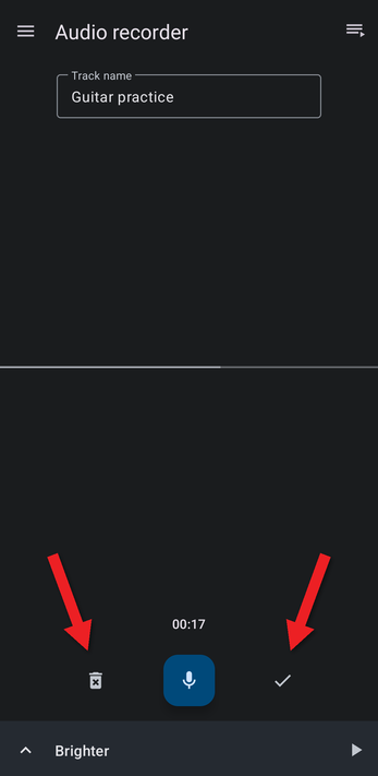 Arrows pointing at the delete and save buttons
