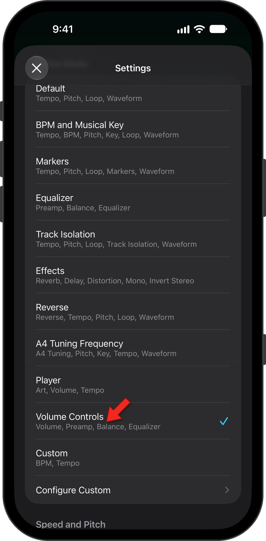 Select Volume Controls