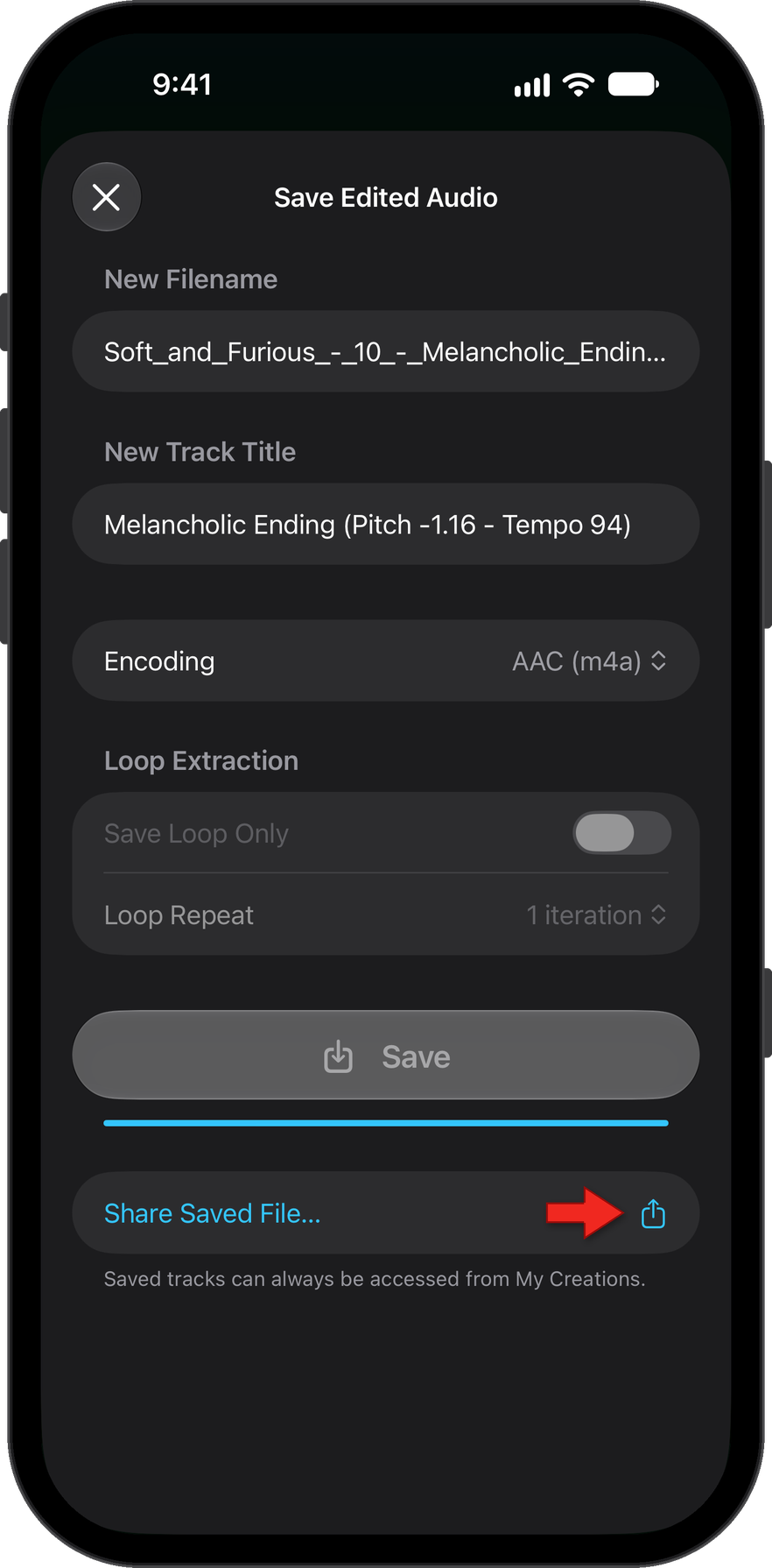Save track to Files
