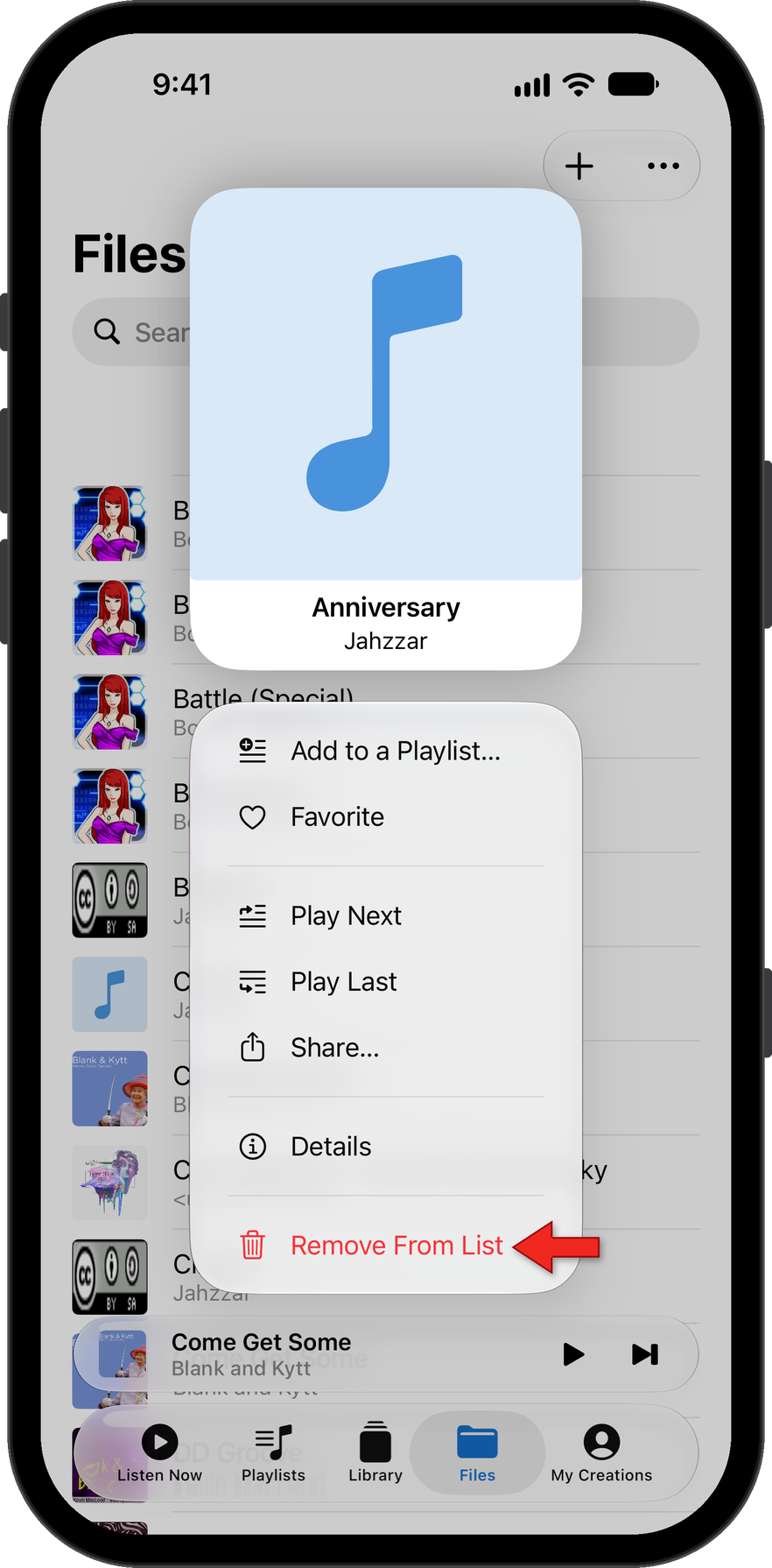 Delete file from Music Speed Changer iOS