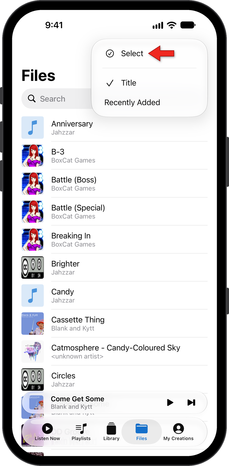 Select multiple files in Music Speed Changer iOS