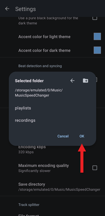 Save directory folder chooser