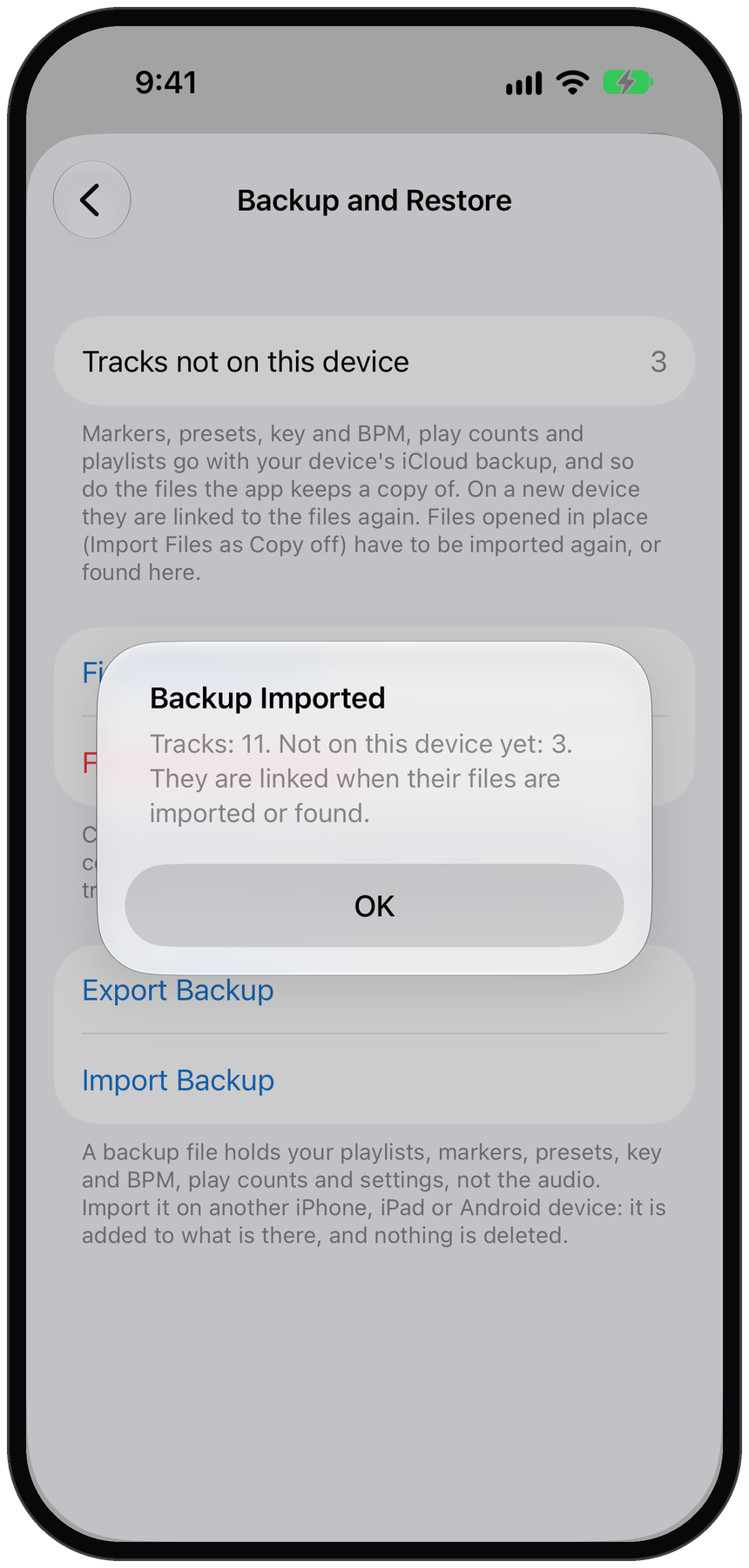 Backup Imported message