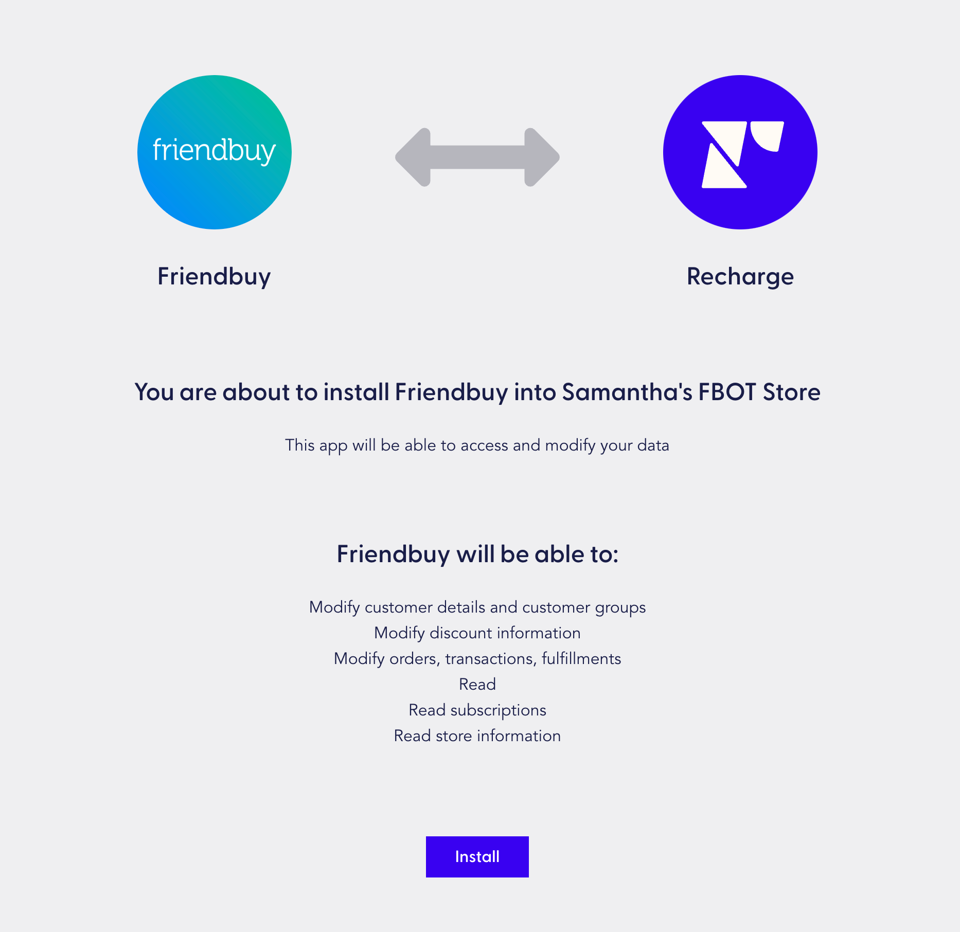 Friendbuy Recharge Integration