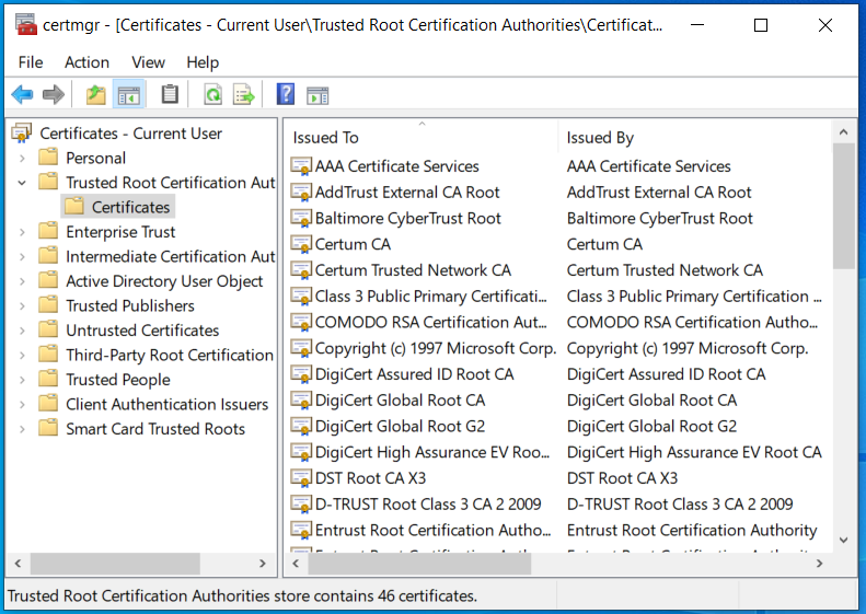 windows 10 certificate manager