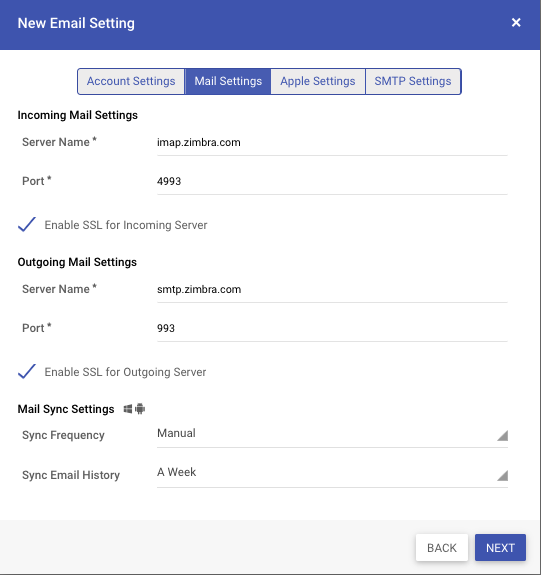 apple imap settings