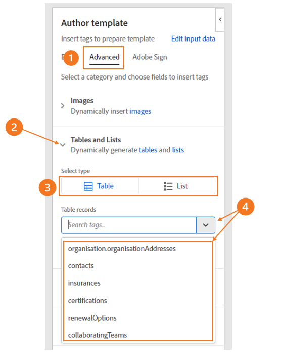 steps for adding advanced tag