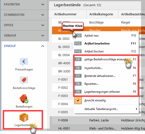 Nötige Bestellvorschläge erzeugen