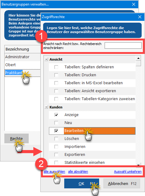 Benutzergruppen definieren in WISO MeinBüro