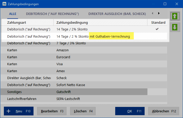 Zusätzliche Zahlungsbedingungen