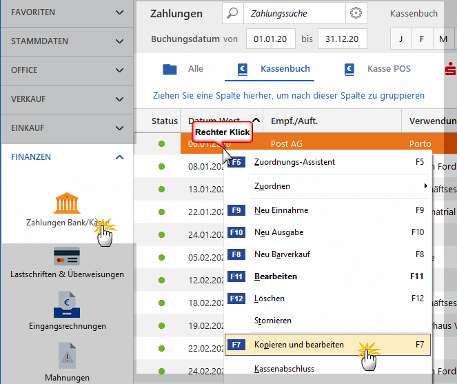 Buchungen klonen