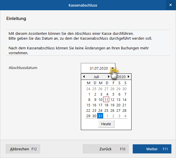 Kassenabschluss-Datum