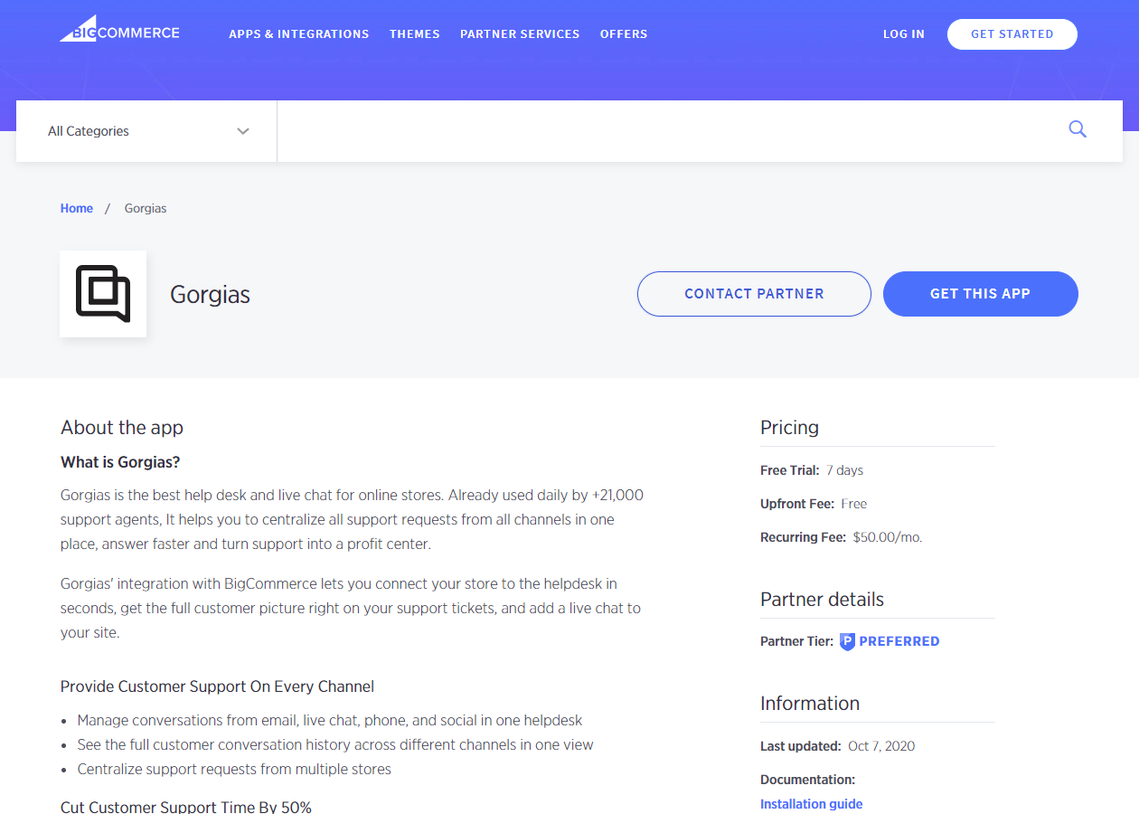 Bigcommerce - Gorgias Helpdesk Documentation