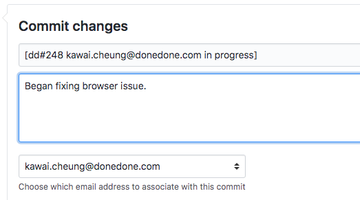 Image of a commit message inside of Gitub