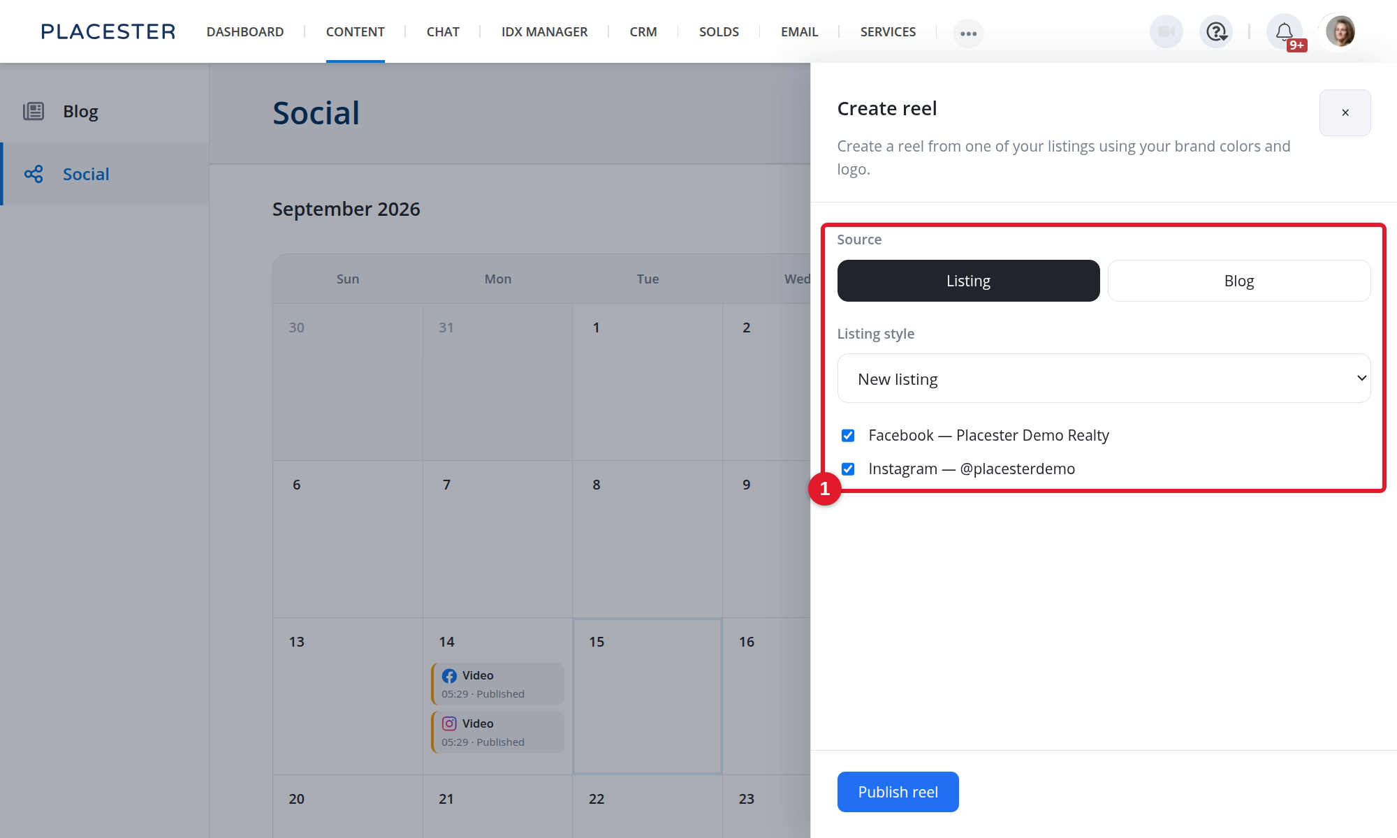 Creating a listing Reel