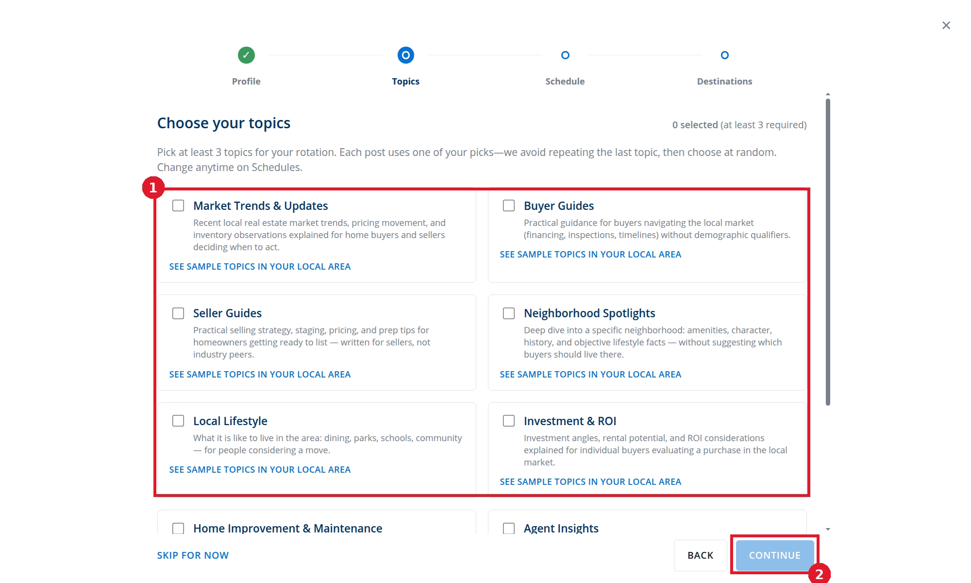 Empty topic picker in Content Automation setup