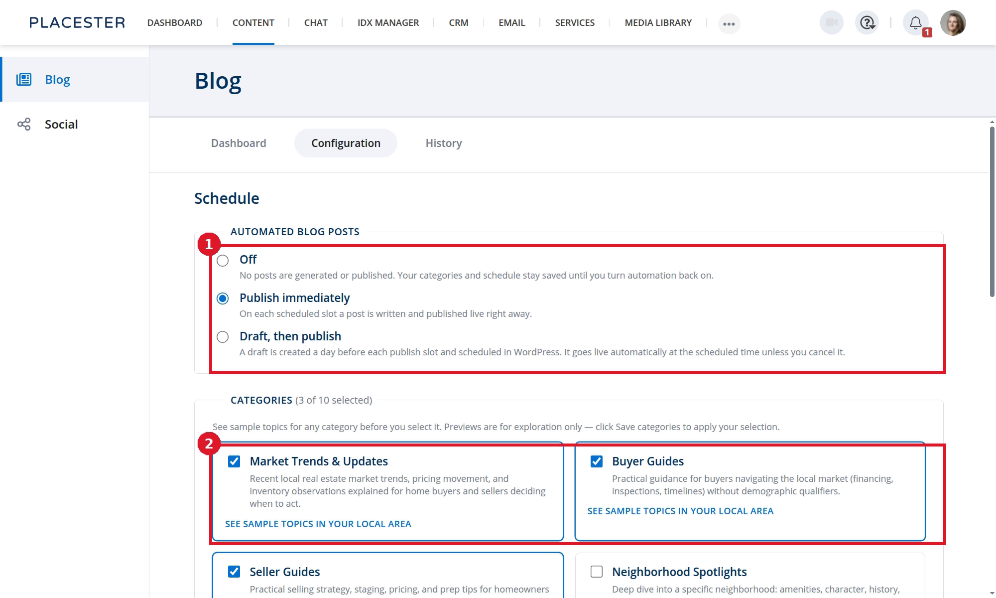 Publishing modes and categories in Content Automation Configuration