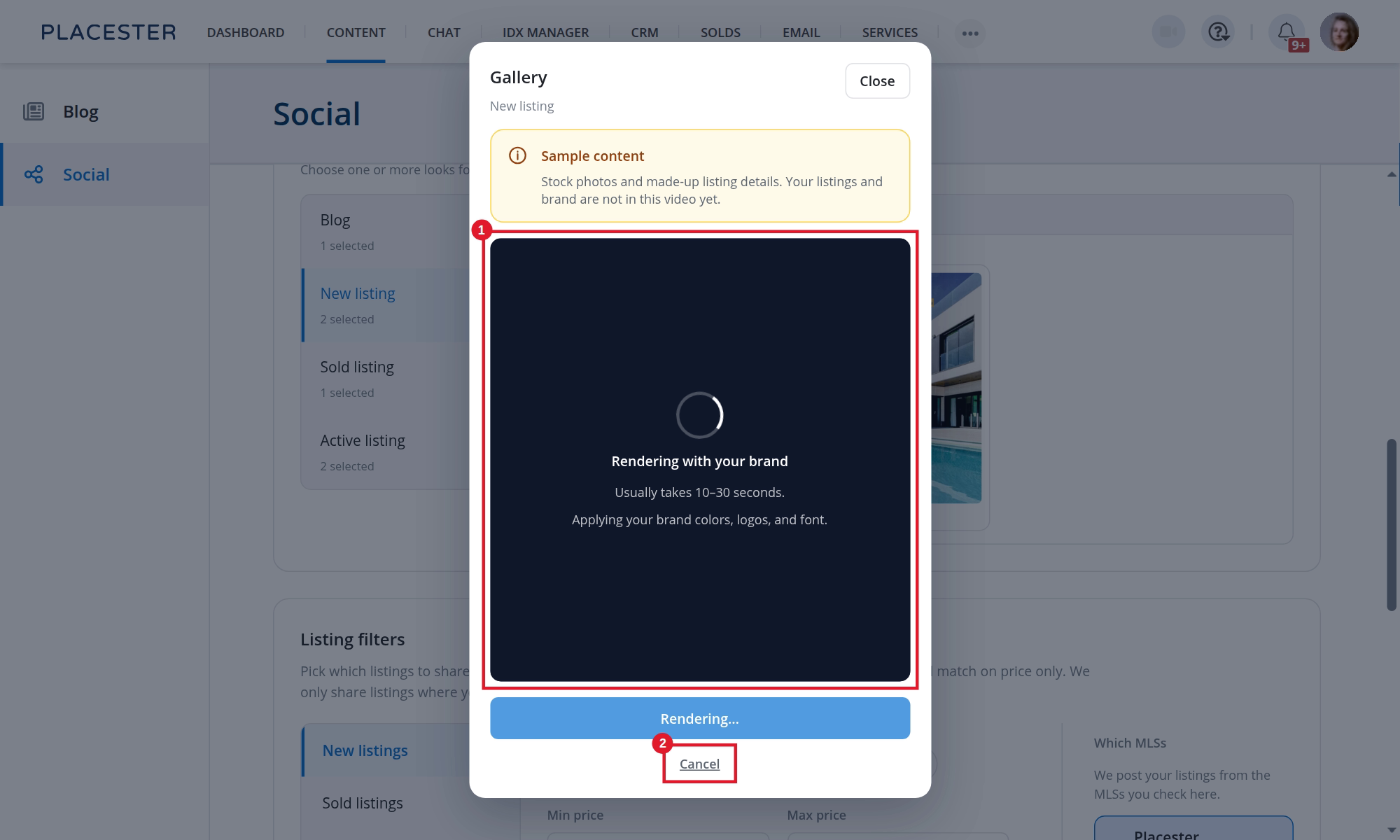 A Social Automation preview while it renders with your brand