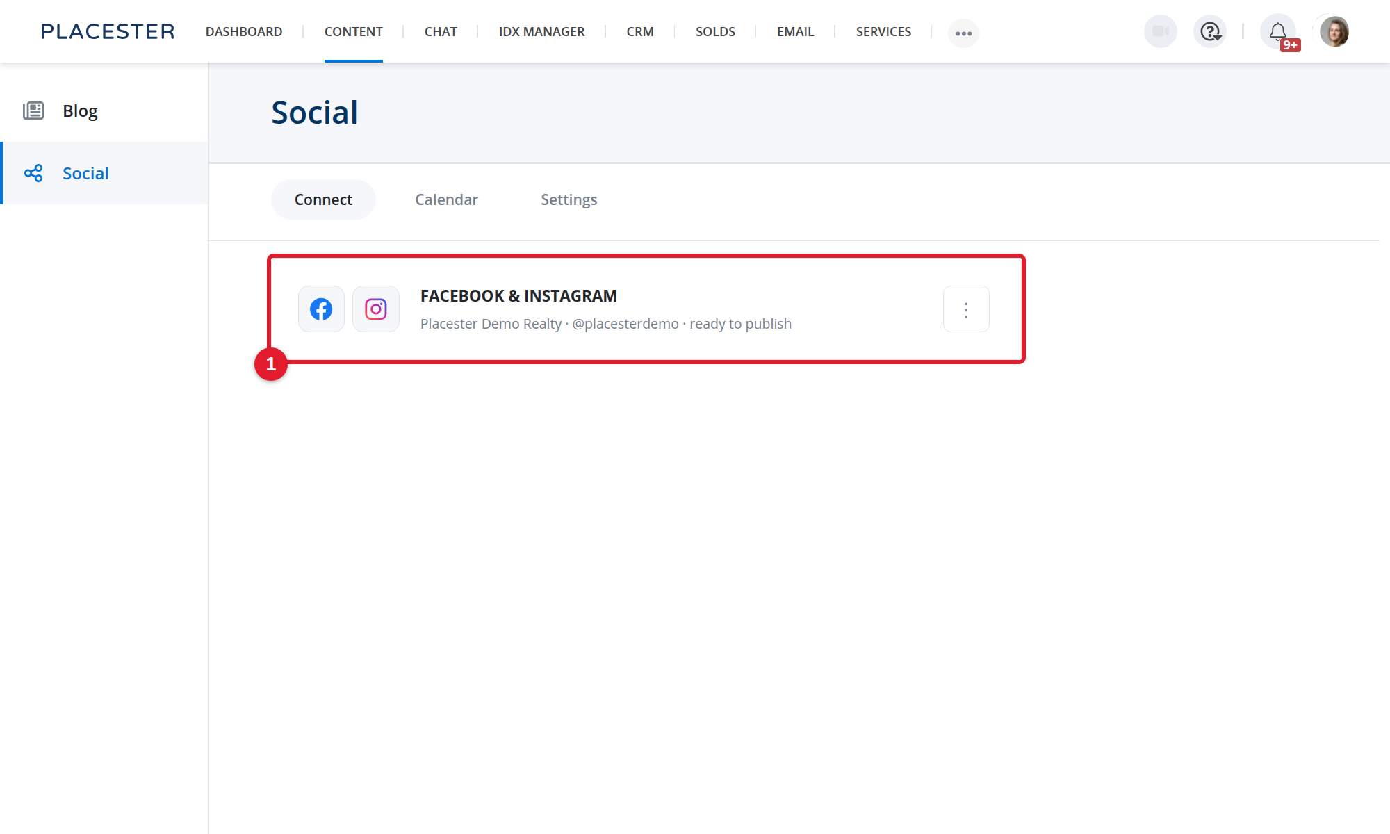 A connected Facebook Page and Instagram account