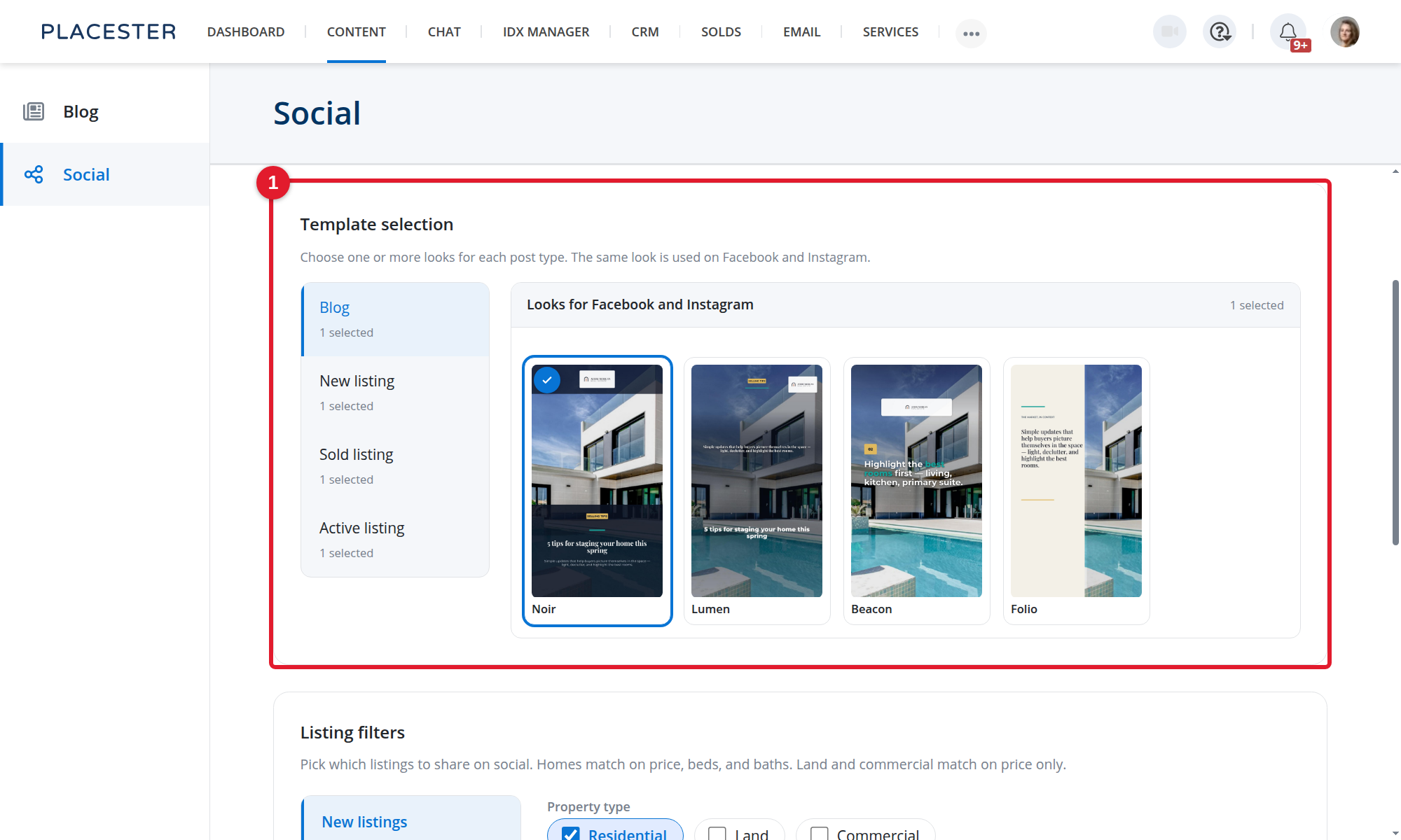 Social Automation template selection