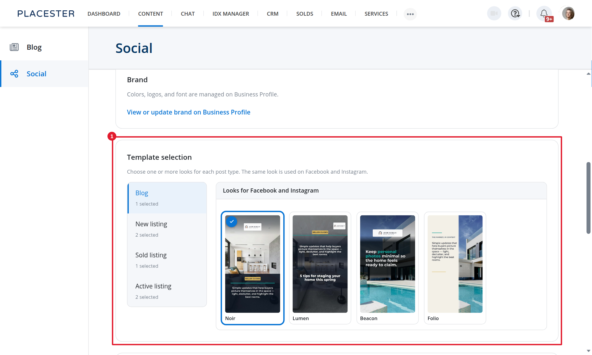 Social Automation template selection